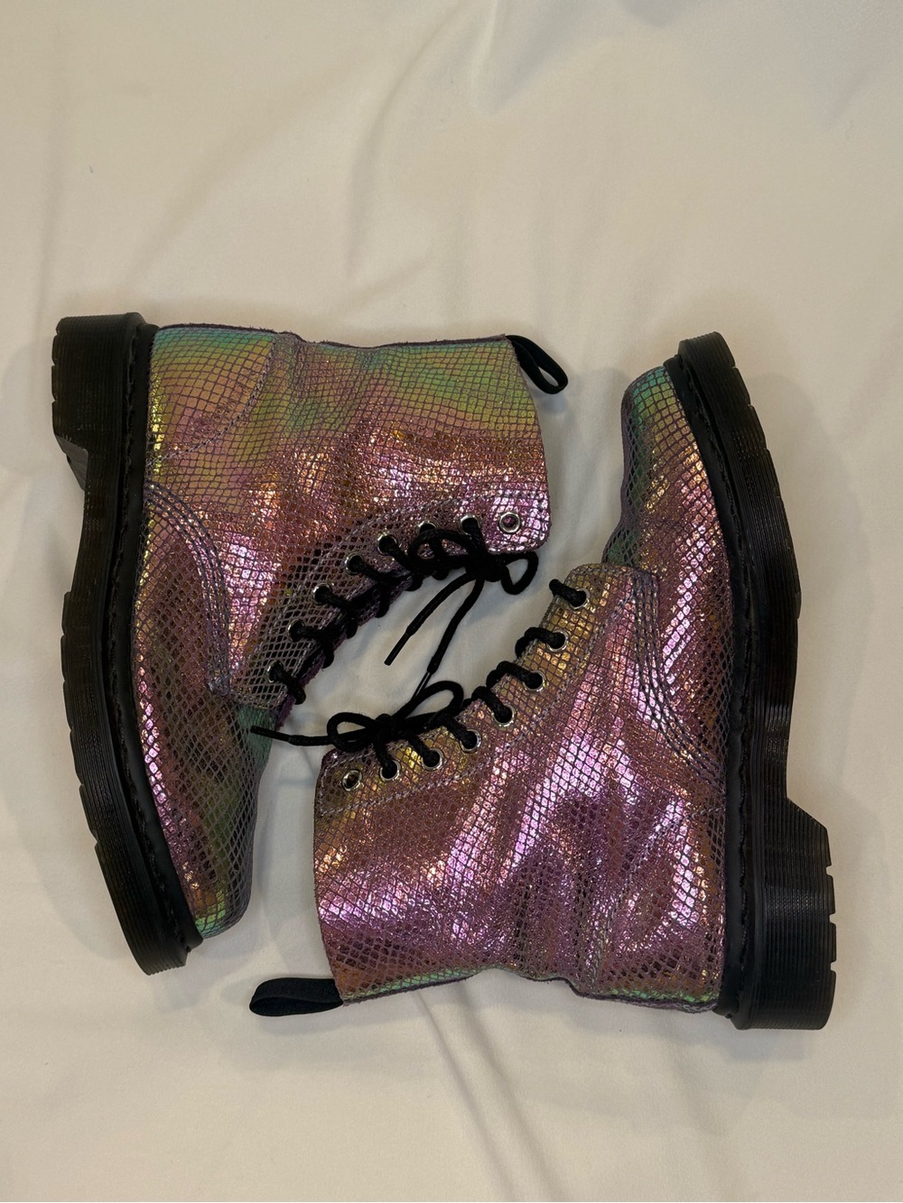 Dr. Martens 1460 Pascal Snake Metallic Suede Iridescent Combat Boot Sz 7 - Picture 8 of 16